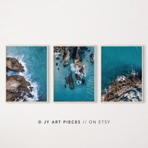 Aerial Ocean Print Set: Coastal Beach Wall Art (Digital Download)