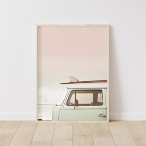 Retro Van Print, VW Bus Wall Art, Boho Coastal Decor, Vintage VW Bus, Boho Sunset Beach Print, California Sunset Print, Instant Download