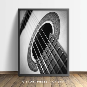 Black and White Guitar Art Print: Music Room Decor (Digital Download)