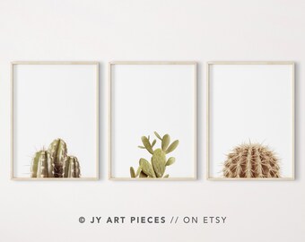 Set di stampe di cactus, decorazione murale botanica del deserto (download immediato)