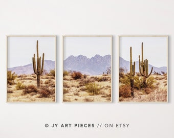 Desert Cactus Print Set: Arizona Mountain Landscape (Instant Download)