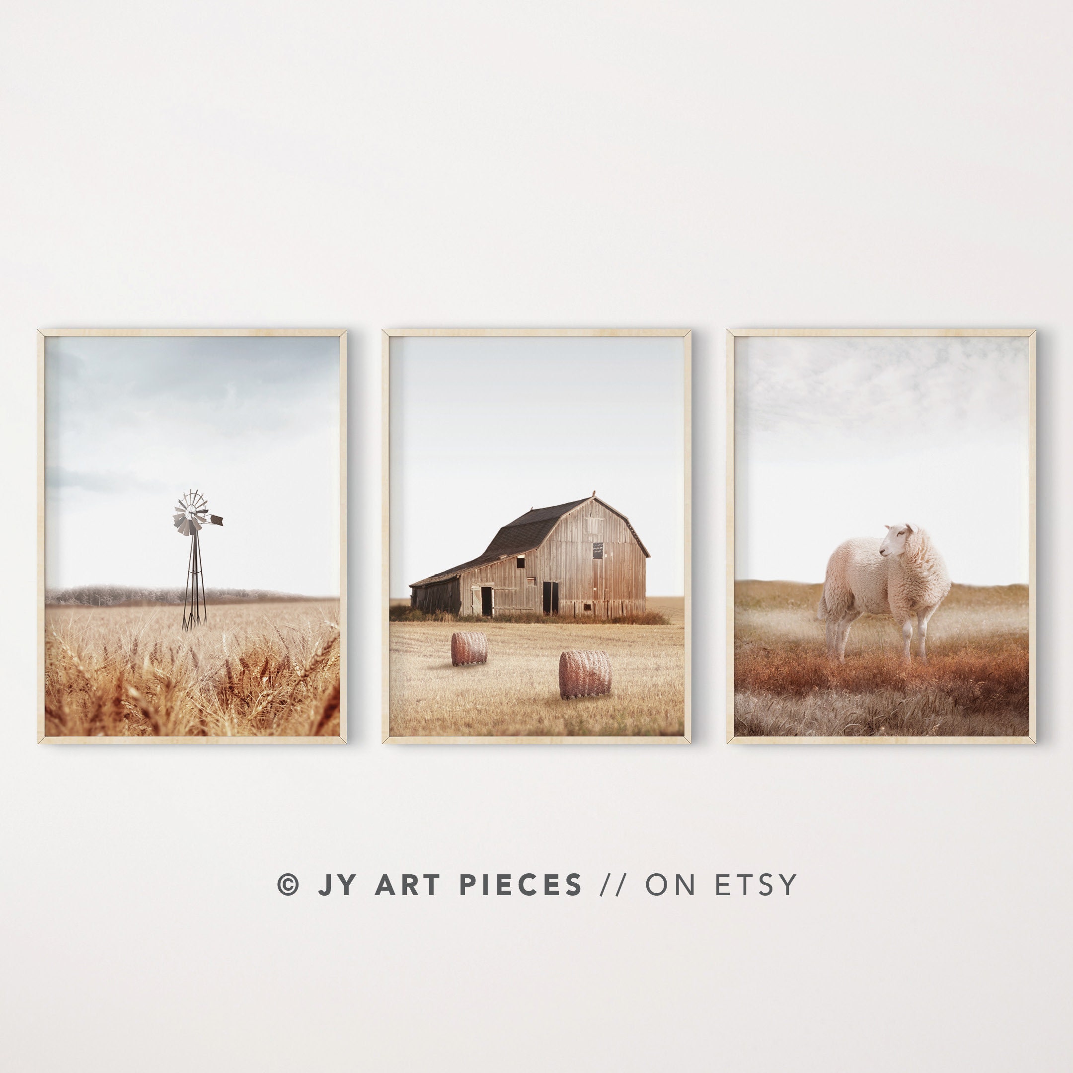 Farmhouse Wall Art Set Of Three Rustic Farm Prints - Painting Of