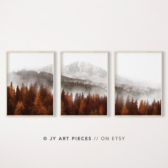 Affiche Decoration Murale Montagnes Brouillard Arbres Moderne Poster sans Cadre 30x40cm Deco Affiches Murales Tableau Decoration Salon Chambre Cuisine Wall Art Design Decor P2XPA30x40-4429