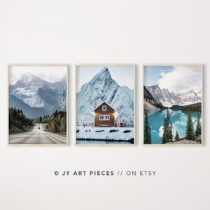 Winter Mountain Landscape Print Set: Norway & Canada Art (Digital Download)