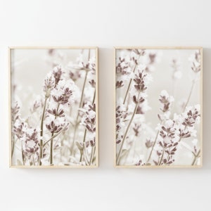 Lavender Prints, Lavender Wall Art, Floral Prints, Wildflower Meadow, Farmhouse Decor, Botanical Prints, Set of 2, Instant Download