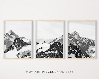 Impression montagne du Titlis | Paysage des Alpes suisses en noir et blanc (téléchargement instantané)