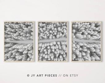 Winterwald Print Set: verschneite Kiefer in der Luft (Digitaler Download)