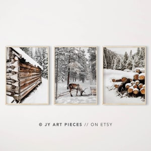 Christmas Prints Christmas Printable Reindeer Print Winter Print Winter Wonderland Set of 3 For Christmas Gifts Downloadable Holiday Decor