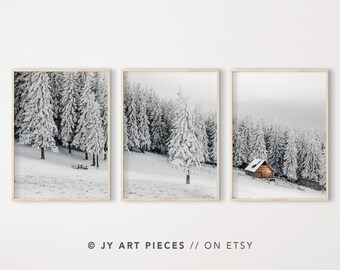 Winterwald Drucke Set: Verschneite nordische Landschaft (Digitaler Download)