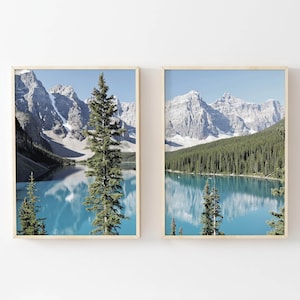 Moraine Lake Print Canada Landscape Print Banff National Park Print Rocky Mountain Wall Art Lake Print Set of 2 Banff Print Instant Download