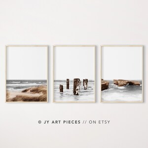 Coastal Waves Print Set: Earth Tone Ocean Art (Digital Download)