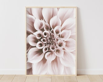 Pink Dahlia Flower Print, Botanical Wall Art (Instant Download)