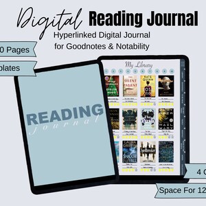 Digital läsdagbok, bokspårare för Goodnotes, Notability (PDF)