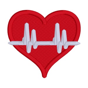 Cardiac Love Embroidery Design 3x2.75in Heart Pulse