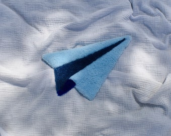 Tufted Blue Paper Airplane Wall Hanging / Rug