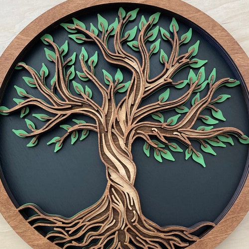 Tree of life wall art layered wooden wall art etsy