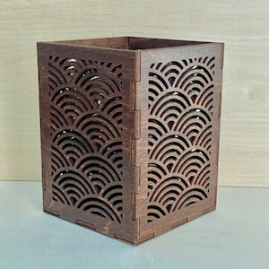 Japanese wave, &quot;Seigaiaha&quot; Votive Candle Holder, Laser cut, LED tealight included, Two sizes