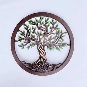 Arte de pared del árbol de la vida, arte de pared de madera en capas