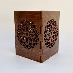 Mandala Votive Candle Holder, Laser cut, LED tealight included.
