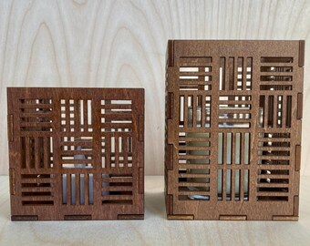 Geometric Votive Candle Holder, Laser cut, LED tealight included.