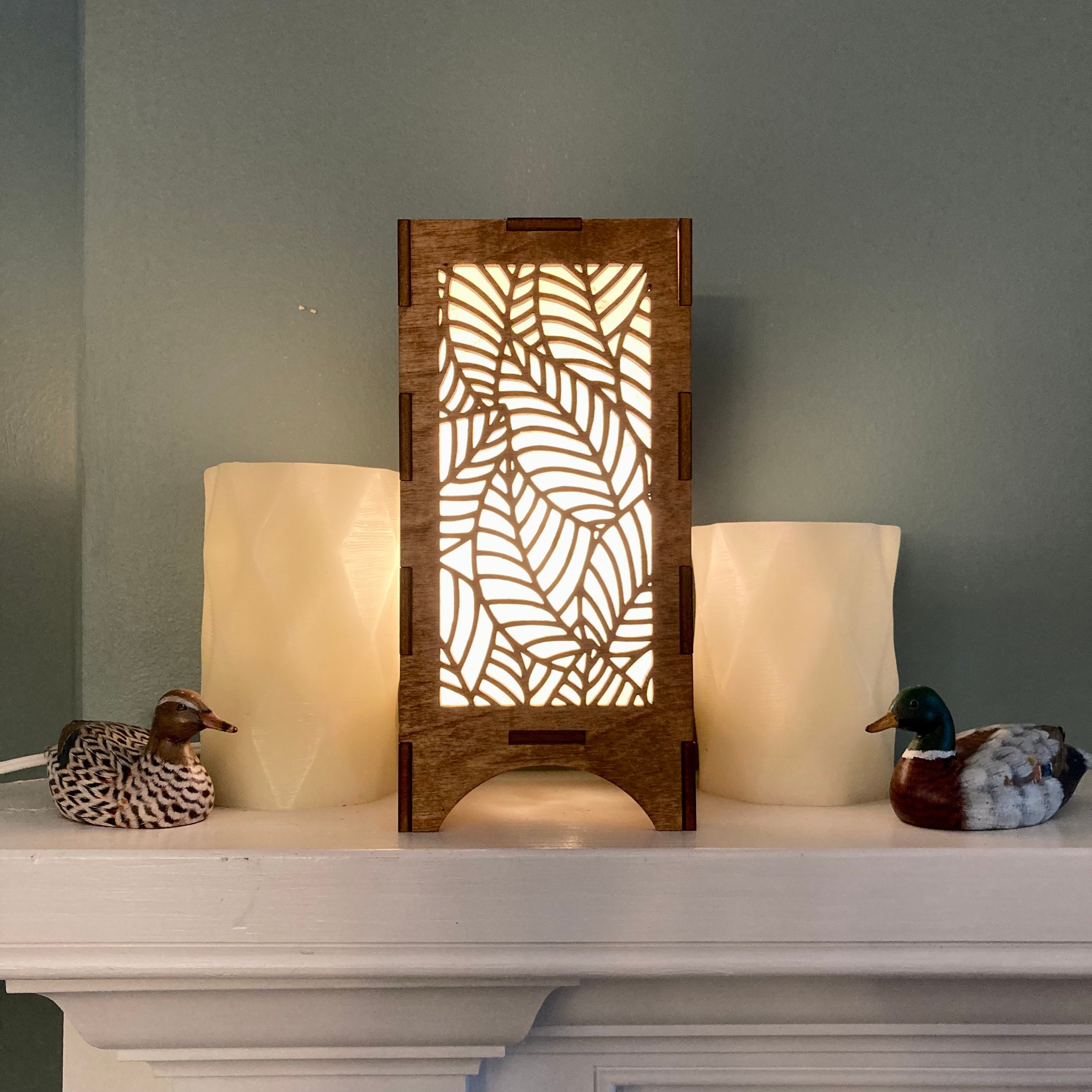Leaf Pattern Wooden Lantern Rustic Lantern Mantel Decor Etsy