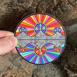 Flower Power Mountain Sticker- Durable Vinyl Sticker - Water Bottle Sticker - Mountain Sticker - Bumper Sticker