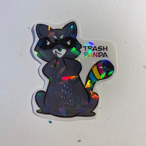 Trash PANda Panseksuele Wasbeer Holografische Sticker lgbtqia