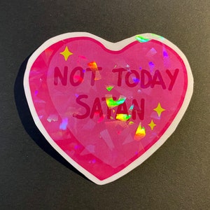 Niet vandaag Satan Candy Hart Holografische Sticker Drag Race lgbtqia