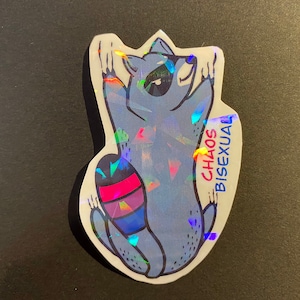 Chaos Bisexual Raccoon Holographic Sticker Bi Pride lgbtqia