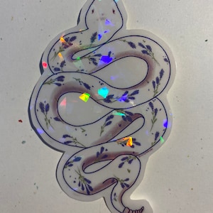 Adesivo holográfico de cobra lavanda Cottagecore Witchy Astrologia Tarot Goblincore