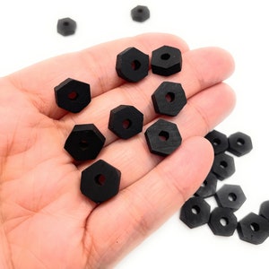 Jet nut, set of 6/12, genuine jet, amulet jet, jewelry supply, jet stone, Azabache stone.