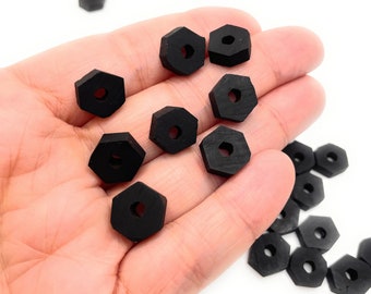 Jet nut, set of 6/12, genuine jet, amulet jet, jewelry supply, jet stone, Azabache stone.
