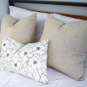 Black and White Floral Willow Pillow Cover - Unique, Handcrafted Designer Pillows, High-end