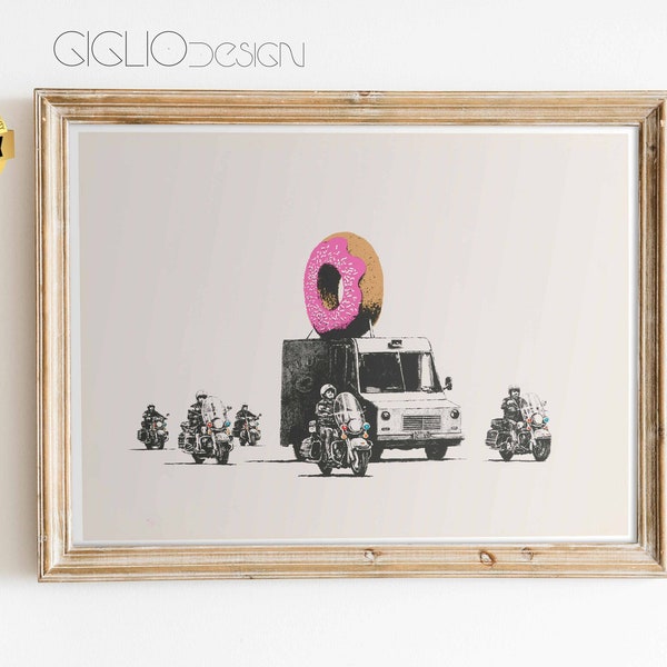 BANKSY, PINK DONUTS, Banksy Art Print, Banksy art, Graffiti Art, Gallery wall art, Home Decor, Art Pints, Printable Wall Art, Digital prints