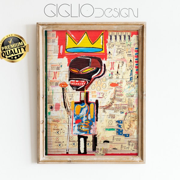 Affiche Basquiat, CROWN, BASQUIAT Print, Jean Michel Basquiat, décoration murale, Art Minimaliste, Imprimable, Téléchargement numérique