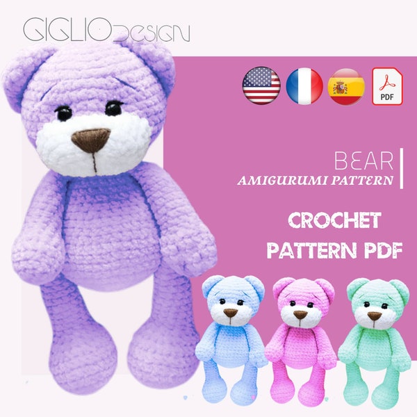 Basic Crochet TEDDY Bear AMIGURUMI pattern Teddy Bear modèles de crochet simples, crochet pour débutants BEAR Crochet Pattern apprendre à crocheter