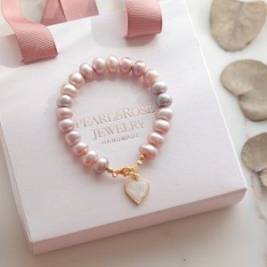 Real Freshwater Pearl Bracelet, Delicate 18k Gold Bracelet, Pink Pearl Beaded Bracelet, Gift for Her, Best Gift, Chic Pink Pearl Bracelet