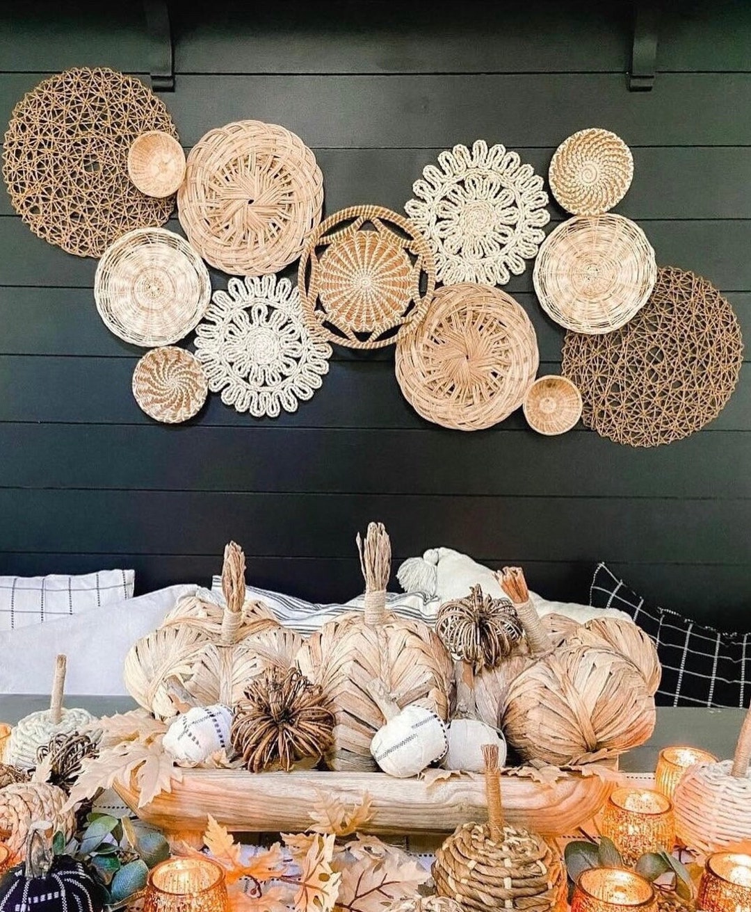Boho Basket Wall, Hanging Wall Baskets, Basket Wall Decor, Wall Decor ...