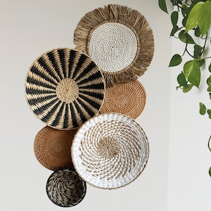 Black and white wall decor, boho wall decor, basket wall set, boho wall hangings, boho basket wall, hanging wall baskets, boho wall art