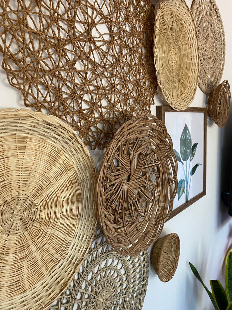 Boho Basket Wall Wall Art Wall Hangings Woven Wall Decor Etsy