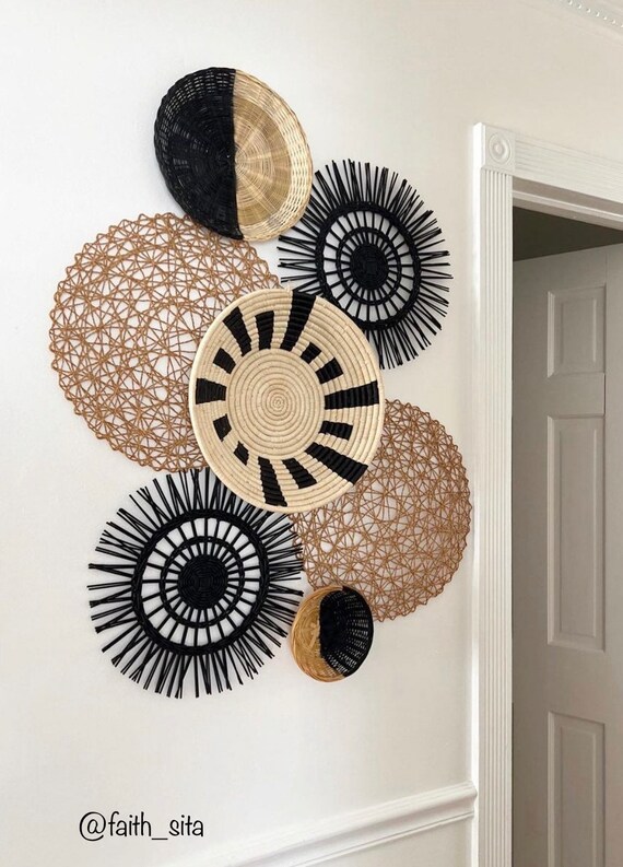 Basket Wall Set of 7 Bohemian Wall Decor Wall Art Living Etsy