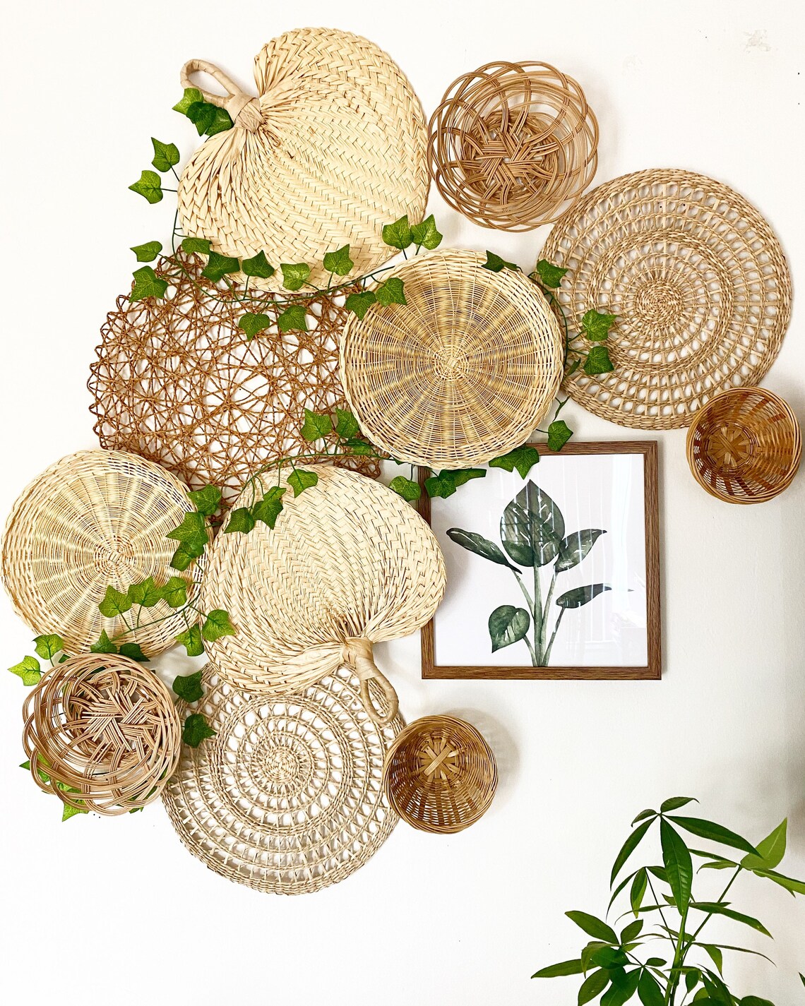 Basket Wall Set Boho Basket Wall Boho Wall Decor Wall Art - Etsy