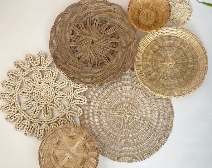 Basket Wall Set of 7, Boho Wall Baskets, Hanging Wall Baskets, Wall