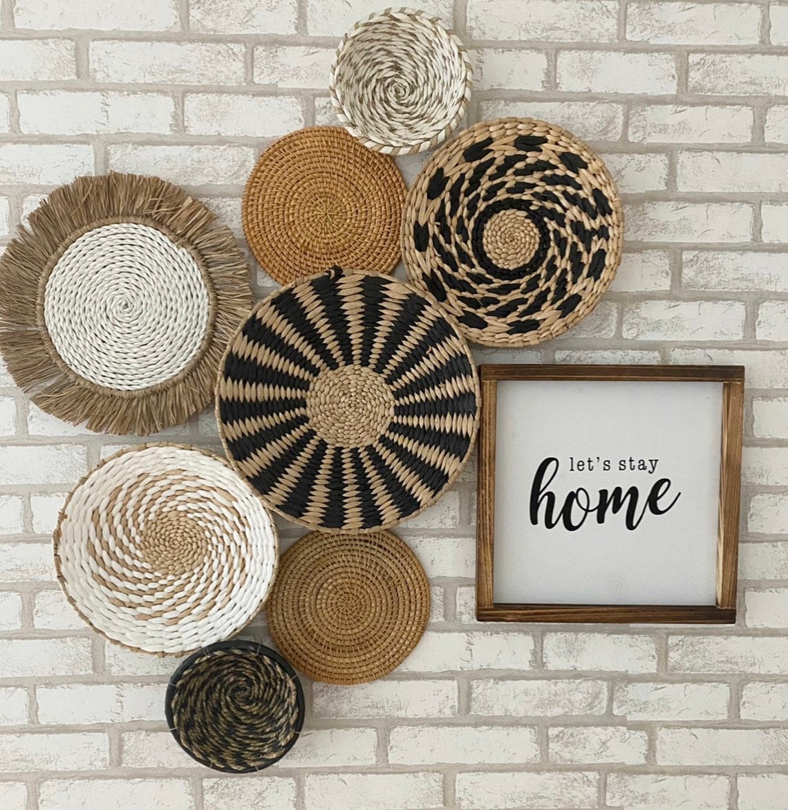 Boho Basket Wall Woven Wall Hangings Wall Baskets Wall Art Etsy