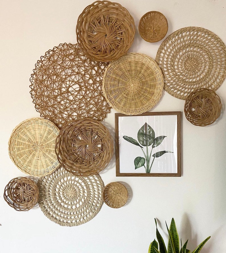 Boho Basket Wall Wall Art Wall Hangings Woven Wall Decor Etsy