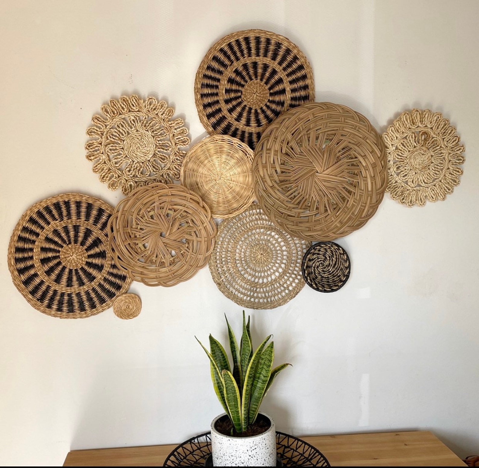 Boho Wall Decor Basket Wall Set Woven Wall Hangings | Etsy