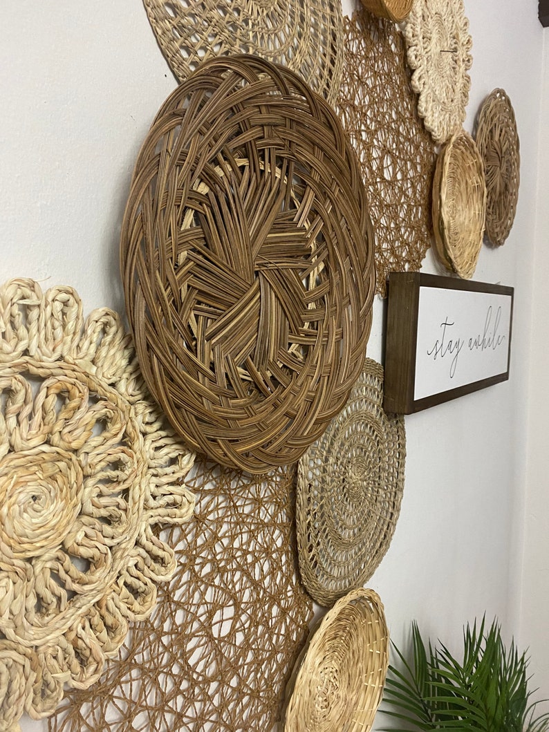 Boho Basket Wall Wicker Wall Baskets Wall Decor Bohemian Etsy