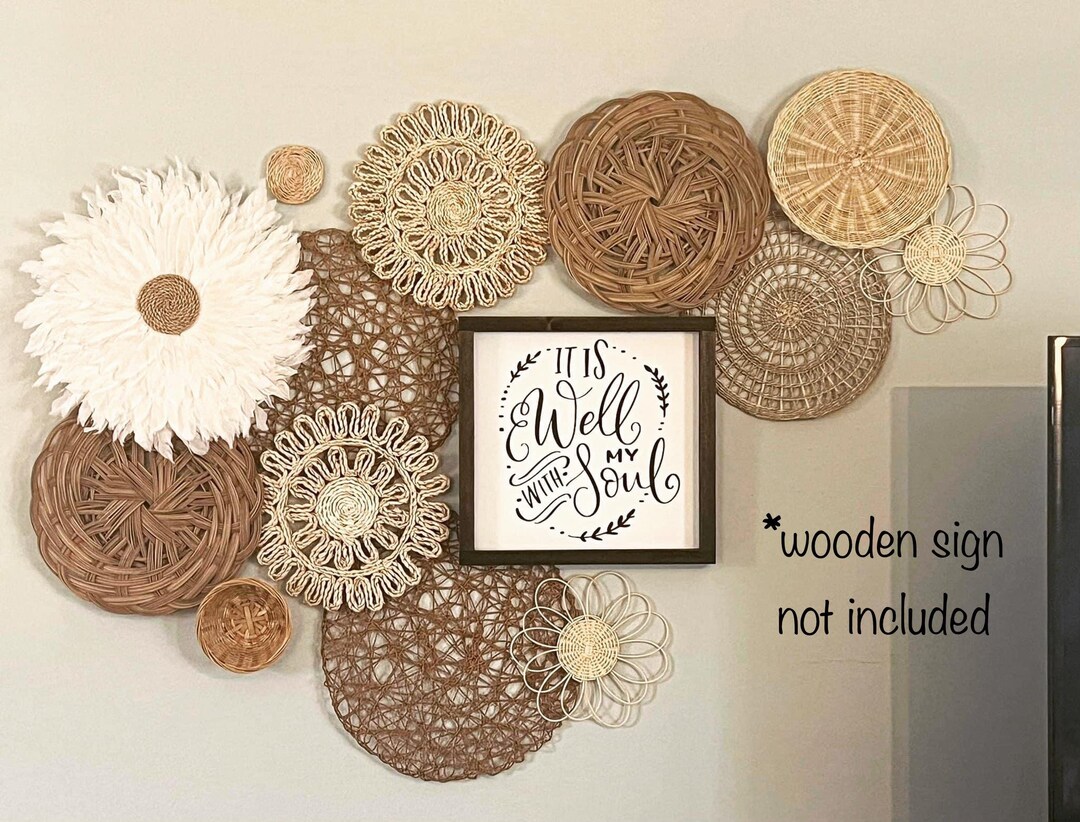Flower Basket Decor, Nursery Wall Decor, Boho Wall Hanging, Boho Basket ...