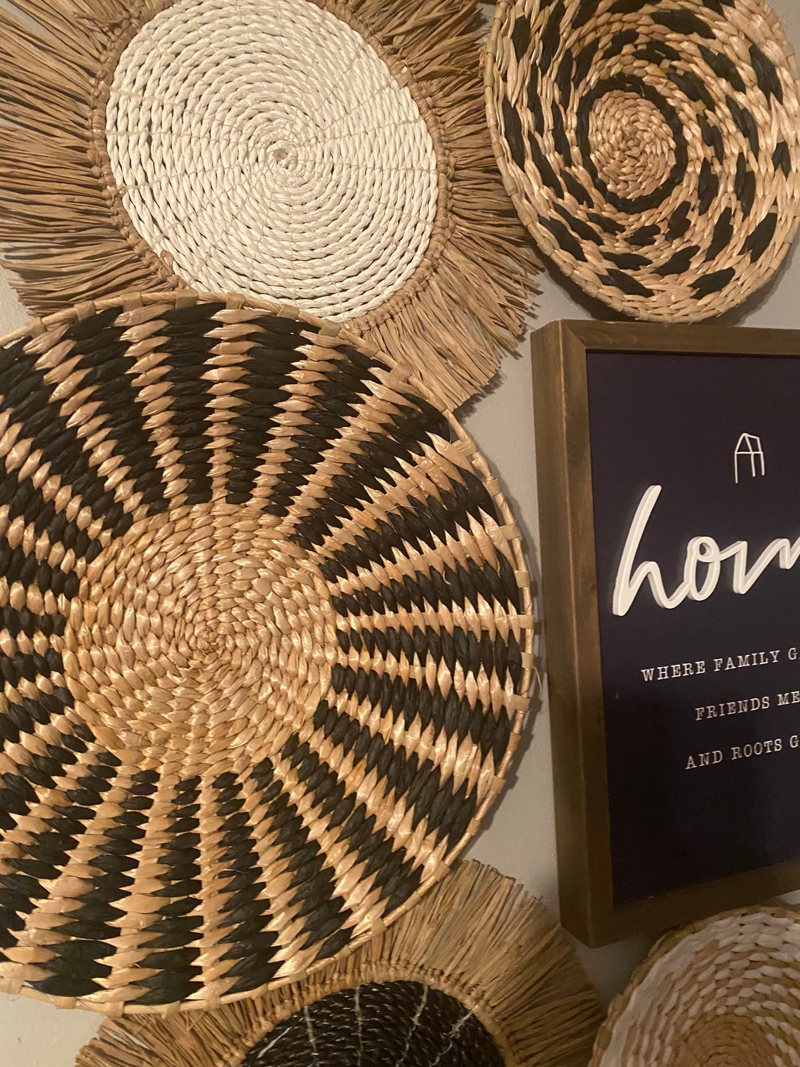 Boho Wall Basket Set Boho Basket Wall Wall Decor Farmhouse Etsy