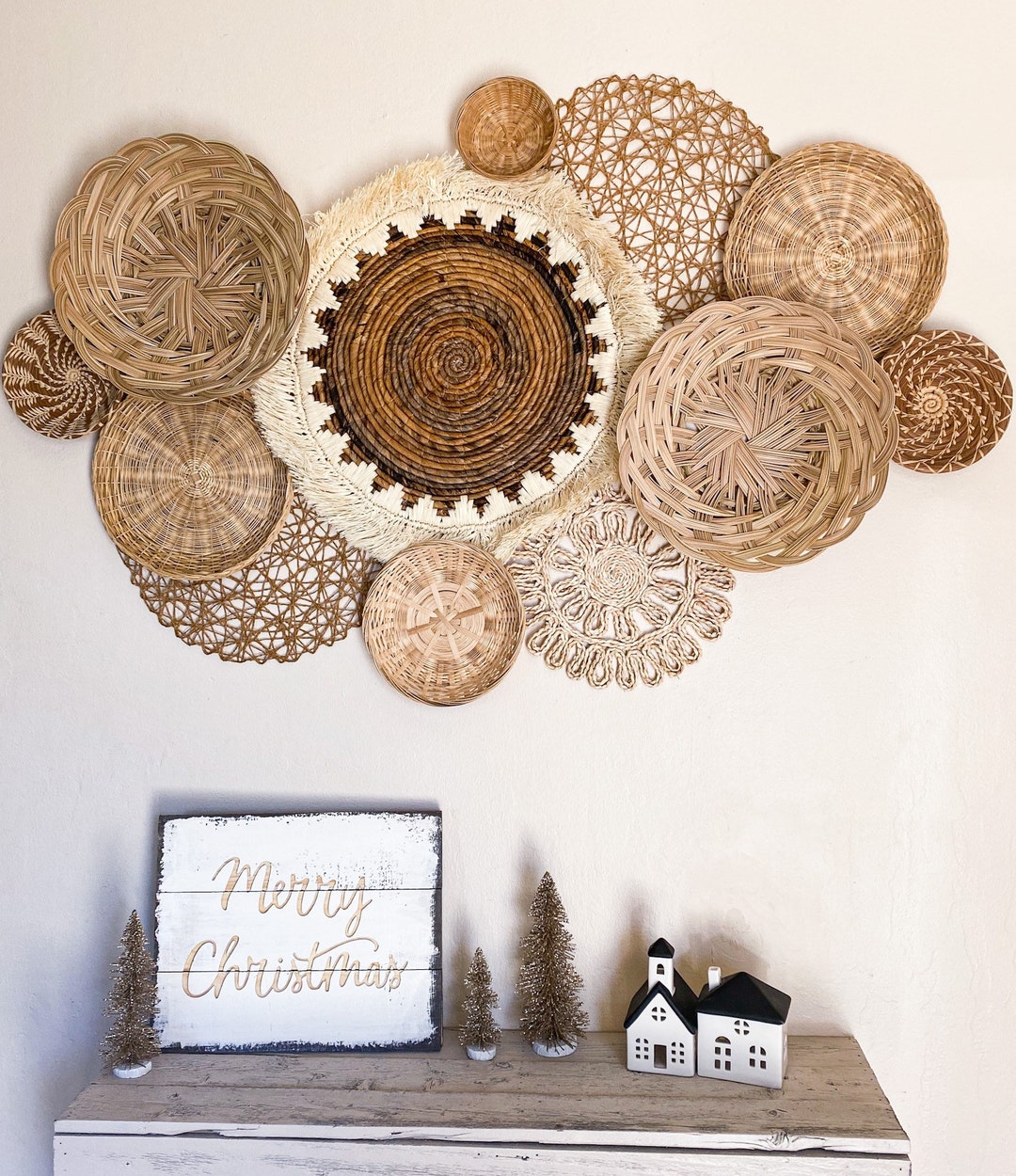 Set of 12 Wall Basket Decor, Living Room Wall Decor, Modern Farmhouse